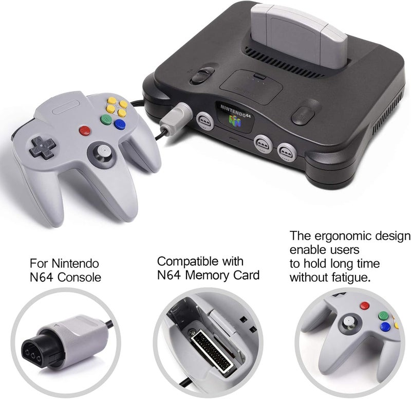 miadore 4 Pack Classic N64 Controller, Wired Classic N64 Gamepad with Upgraded Joystick (Black/Gray/Clear Orange/Clear Green) - Image 2